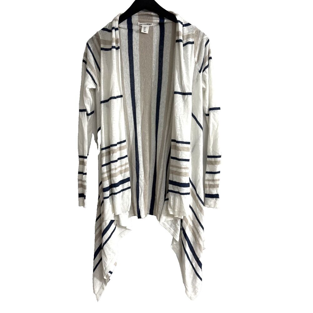 Artisan NY Linen Waterfall Cardigan - S - Long Sleeve Boho Lagenlook Classy